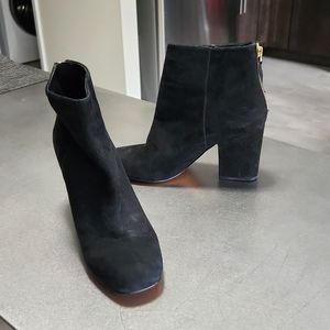 Nine West Genevieve Black Suede Leather Ankle Boots